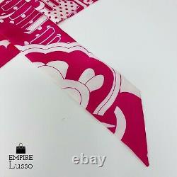 New Hermes Twilly Twill Faubourg Rainbow Rd Rose Vif Blanc Hot Pink White Rare