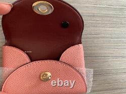 New Rare Coach Turnlock Card Case Candy Pink Customized with Tea Rose Floral Pin