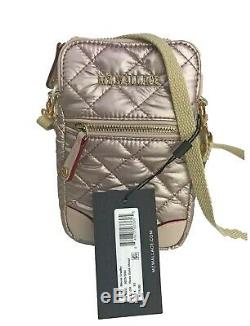 New withtag. MZ WALLACE Crossbody Phone Bag Metaliic Rose Gold. Rare Color