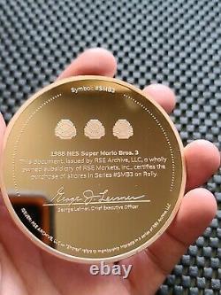 Nintendo Super Mario Bros 3 RALLYRD Stock Coin Medal Rose Gold Rare Promo SNES