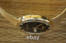 Nos Mido 8429 Automatic Gold Commander Rare Black Datoday Dial Watch & Box Set