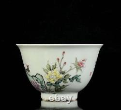 Old Rare Chinese Famille Rose Bowl Cup With Qianlong Marked (wx243)