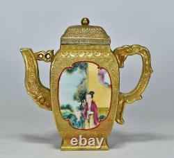 Old Rare Chinese Famille Rose Teapot With Qianlong Marked (mc24)