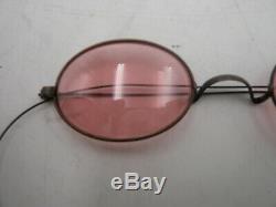 Oliver Peoples Rare Vintage Tiny Oval Rose Colored Wire Framed Spectacles w Case
