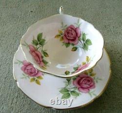 PARAGON Pink Cabbage Roses Teacup and Saucer Set RARE Six Roses Vintage Stunning