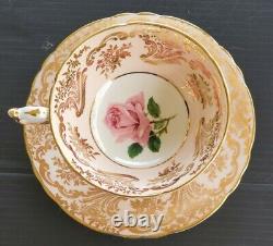 PARAGON Pink Floating Roses Teacup and Saucer Set RARE Vintage Stunning Crazing