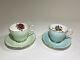 Paragon Tea Cup & Saucer Set Pale Blue Green Gold Cabbage Rose And Violets Rare