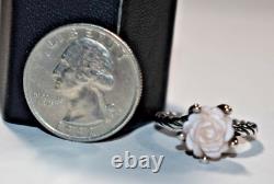 Pandora ALE Sterling Silver 925 Pink Shell 3-D Rose Ring Size 5.5 RARE & HTF