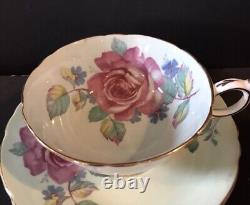 Paragon Double Warrant Pink Cabbage Rose Mint Green Rare Teacup and Saucer