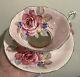 Paragon Pink Floating Cabbage Rose On Pink Platinum Center Tea Cup Saucer Rare