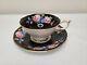 Paragon Pink Rose On Black Colorway Double Warrant 1940s Rare Cup & Saucer Set