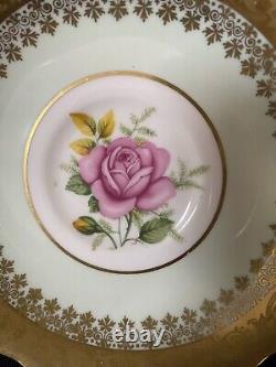 Paragon Pink Rose Teacup Saucer Heavy Gold RARE