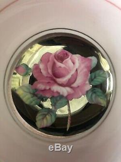 Paragon Tea Cup Saucer Rare Silver Platinum Pink Rose Double Warrant