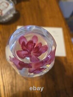 Perthshire Rare Footed Pink Floral Pedestal Rose Paperweight