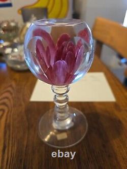 Perthshire Rare Footed Pink Floral Pedestal Rose Paperweight