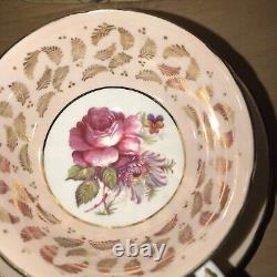 Pink Paragon Rose Teacup And Saucer Gold Leaf Trim Rare, Registered