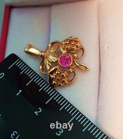 Pretty PENDANT Rare Rose GOLD 14K 583 Russian Gold Ruby Sample Star USSR? 583