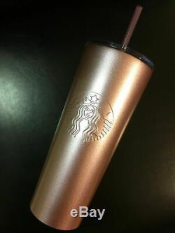 RARENEW Starbucks Stainless GLITTER SHINY ROSE GOLD Cold Cup 24oz Venti Tumbler