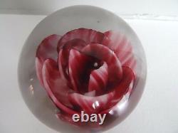 RARE 1930's JOHN Degenhart Glass RED White Crimp ROSE PAPERWEIGHT Gift from ED