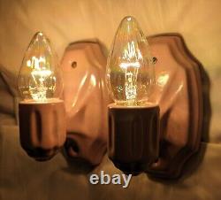 RARE 1930s RosePink Art Deco Porcelain Sconces, Bathroom, Excellent REWIRED