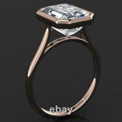 RARE 19.40 Ct Certified Emerald Cut Off White Diamond Ring in Rose Gold