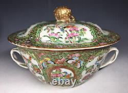 RARE 19th C Tongzhi Chinese Famille Rose Canton Covered Bowl Tureen Porcelain