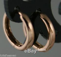 RARE 1.26g Classic Style Solid 14K PINK ROSE Gold Huggies Hoop Earrings 12x3mm