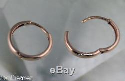 RARE 1.26g Classic Style Solid 14K PINK ROSE Gold Huggies Hoop Earrings 12x3mm
