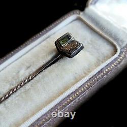 RARE Antique 15ct/15k 625 rose Gold Mourning hair forget me not stick/tie pin