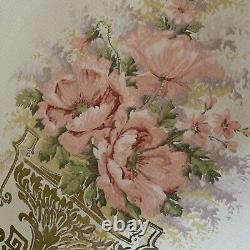 RARE Antique 1800's Wallpaper Pink Roses Bouquets Gilt EARLY 76x19 Carey Bros