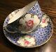Rare Antique Coalport Tea Cup & Saucer Blue & White Pink Roses Gold Gilt Lovely