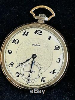 RARE Antique Omega 14K Solid Rose & White Gold Pocket Watch WORKING! WARRANTY