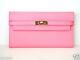 Rare Authentic New Hermes Kelly Long Wallet Pink Rose Confetti Epsom Ghw Clutch