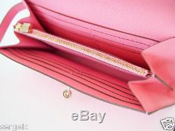 RARE Authentic NEW Hermes Kelly Long Wallet PINK Rose Confetti Epsom GHW Clutch