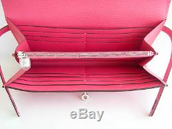 RARE Authentic NEW Hermes Kelly Long Wallet PINK Rose Lipstick Cherve Clutch PHW