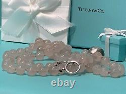 RARE Authentic Tiffany & Co Paloma Picasso Rose Quartz Hammered Silver Necklace