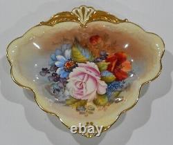 RARE Aynsley BAILEY signed CABBAGE ROSE & POPPY Candy Dish Hand Decorated MINT