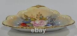 RARE Aynsley BAILEY signed CABBAGE ROSE & POPPY Candy Dish Hand Decorated MINT