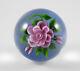 Rare Beautiful Trabucco Pink Rose Flower With 4 Buds Art Glass Paperweight Signed