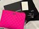 Rare Chanel Fluorescent Rose Hot Pink & Red Quilted O Case White Metal Hardware
