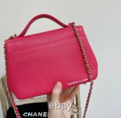 RARE CHANEL Small Rose Pink Business Affinity Flap Bag Quilted Caviar Gold HW