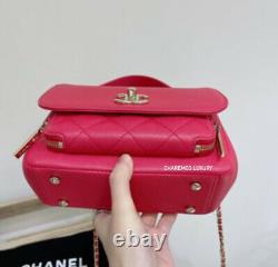 RARE CHANEL Small Rose Pink Business Affinity Flap Bag Quilted Caviar Gold HW