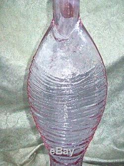 RARE CIRCA 1963 ROSE COLOR BLENKO ART GLASS FISH DECANTER'by WAYNE HUSTED