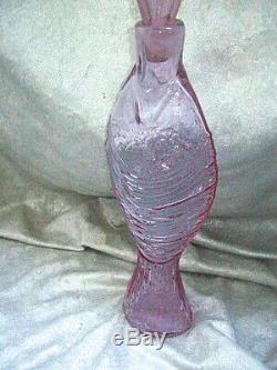 RARE CIRCA 1963 ROSE COLOR BLENKO ART GLASS FISH DECANTER'by WAYNE HUSTED