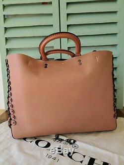 RARE COACH 1941 Rouge Tote Chain Link Glovetanned Leather Dusty Rose $995