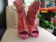 Rare Christian Louboutin Pink Rose Gold Spike Guerilla Boots Booties Heels 8 38