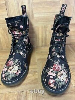 RARE? Dr. Martens Victorian Floral Pascal Rose Combat Boots Pink Black 11 L