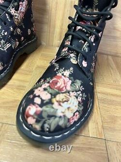 RARE? Dr. Martens Victorian Floral Pascal Rose Combat Boots Pink Black 11 L