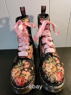 RARE Dr. Martens Victorian Rose Floral Boots Women's Size 7 Pink Pimp My Shoes