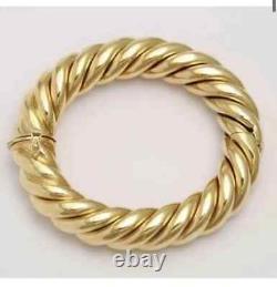 RARE & Estate 10K Yellow Gold Over Heavy Hinged Rope 7.5 Bangle Bracelet Womens